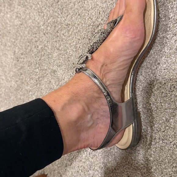 Chanel Silver Chain T-Strap Sandals - Picture 8 of 9